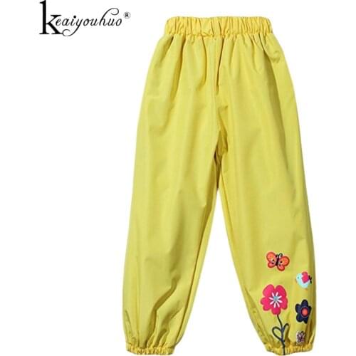 High Quality Girls Trousers Toddler Waterproof Spring Autumn Pants Print Flower Children Clothing Baby Girls Pants Girl Clothes