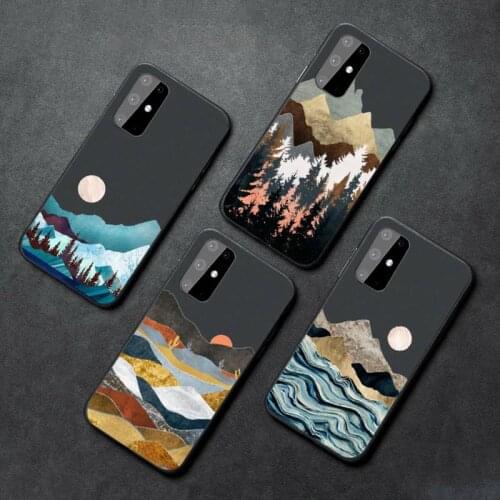 Mountain Marble Moon Phone Case For Samsung A21S A32 A51 A52 A71 A50 A12 S10 S20 S21 Plus Fe Ultra