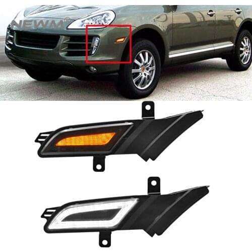 Smoked 2 in 1 LED Side Marker Indicator Light +Led Running Position Light for 07-10 Porsche Cayenne 967 Led Turn Signal Lamps