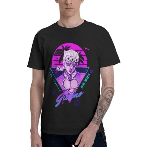Jojo Bizarre Adventure Japanese Anime T-shirt Men Graphic T Shirts Short Sleeve Giorno Giovanna Manga Tshirts Cotton Tee Top