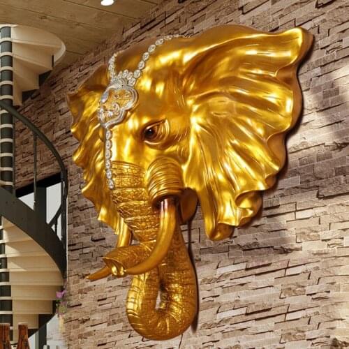 Elephant Head Wall Hanging European Wall Hangings Living Room Porch Home Bar Wall Background Wall Three-dimensional Decoration