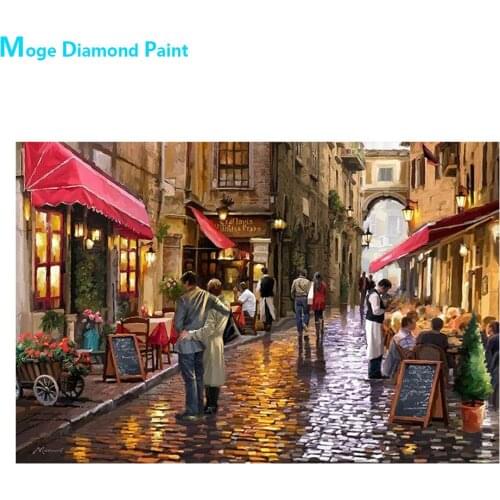 Urban Landscape Diamond Painting Oil Scenic Round Full Drill DIY Streets People Cars Mosaic Embroidery 5D Cross Stitch Gifts