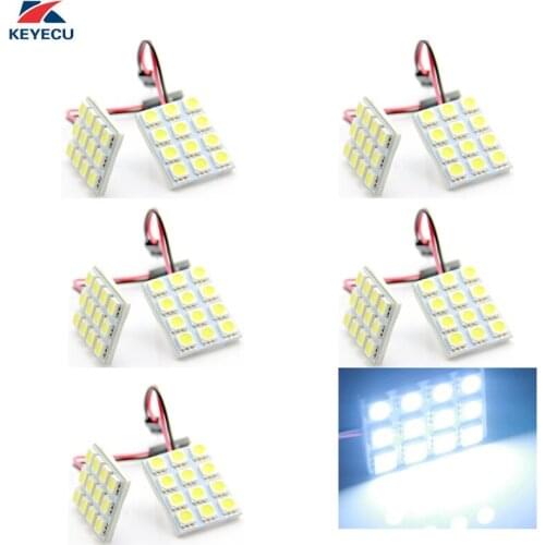 KEYECU 10PCS 12V White 5050 12SMD LED Panel Dome Light Lamp Auto Car Reading Interior Lamp With T10 Festoon Adapters