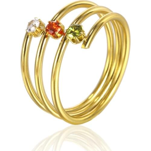 OUFEI Stainless Steel Jewelry Woman Vogue 2019 Charm Crystal Ring For Women Jewelry Accessories Multi-layer Ring Mass Effect