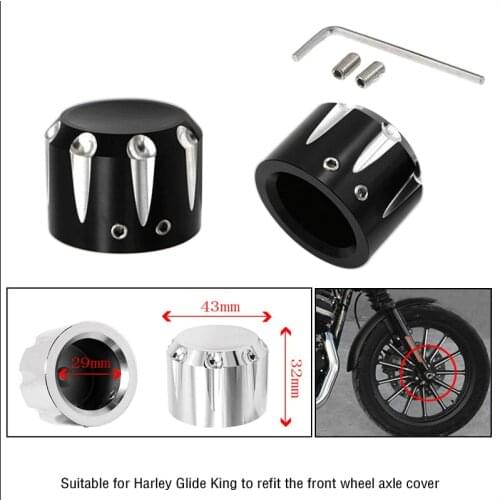 2 Pcs Motorcycle Black/Silver Aluminum Front Axle Cap Nut Cover For Harley Touring Sportster Glide Softail Dyna Street Glide C45