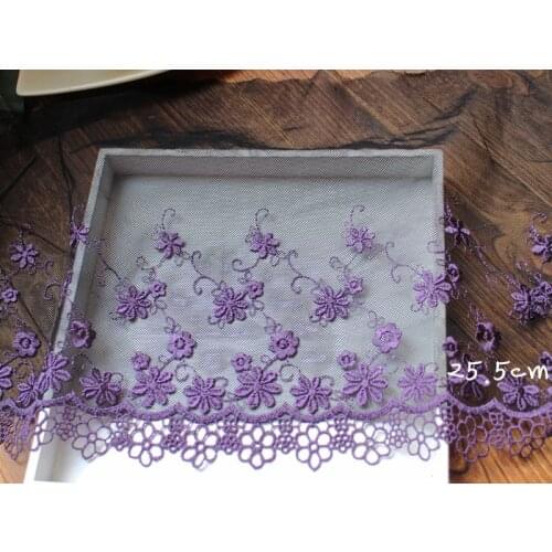 3Yards 25.5cm Mesh Tulle French Lace Trim Guipure Cord Wide Lace Sewing DIY Craft Embroidered Craft For Clothing YYN440