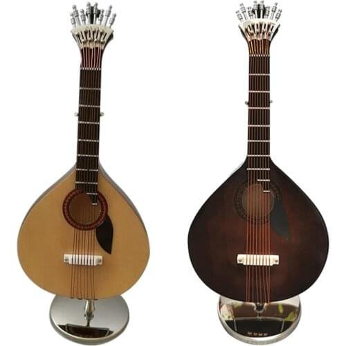 Mini 1/6 Scale Guitar Model Portuguese Guitar Miniature Ornaments Decorative with Case Home Office for Guitar Lovers