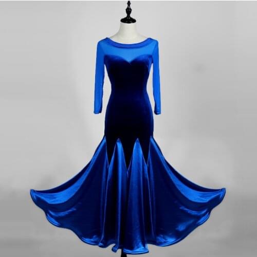 2018 New Women Ballroom Dance Dress velvet Sexy Backless Standard Performance Competition Jazz Waltz Tango Fox-Trot Jigs Suits