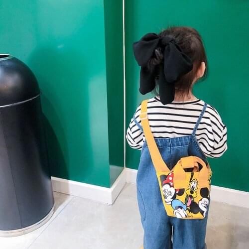 Disney 2021 New Canvas Shoulder Bag Cartoon Donald Duck Mickey Mouse Girls Messenger Bag Coin Purse Kindergarten School Bag