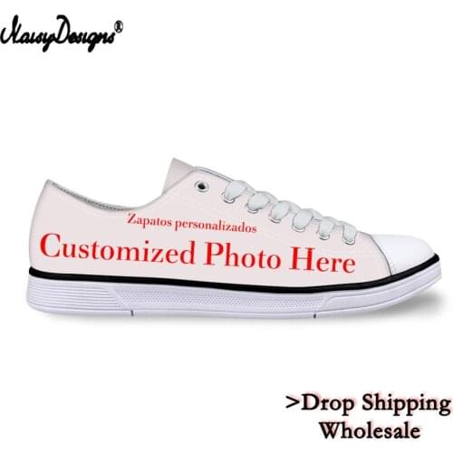 Custom your image logo Girl Students Lace Up Canvas Shoes Low Top Women Vulcanized Shoes Casual Footwear Dropshipping 36-46 Size