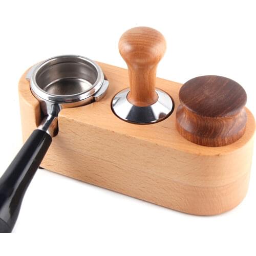 Solid Wood Espresso Tamper Mat Stand Coffee Maker Support Base Rack Coffee Accessories For Barista Coffee Filter Tamper Holder