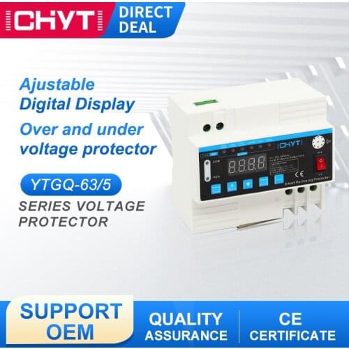 ICHYTI Adjustable Over and Under Voltage Current and Leakage Surge Lightning Protective Device Protector reclosing Relay 40A 63A