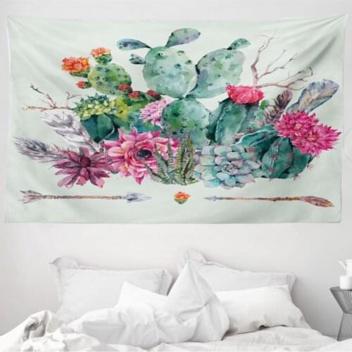 Sukkulent Mikrofiber Large Wall Rug Water Color Cacti Fabric Decorative Wall hanging 230cm x 140cm