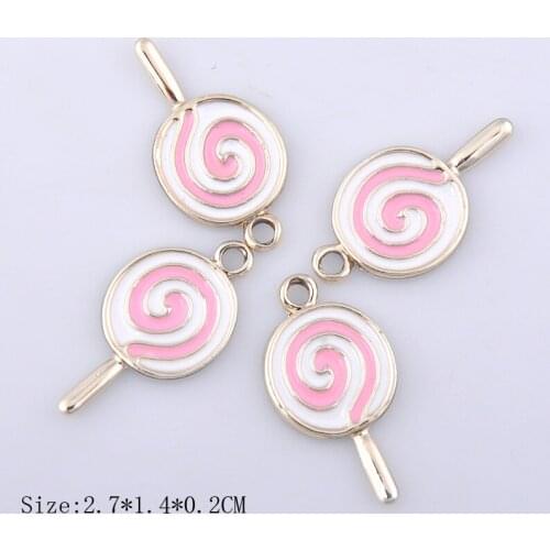 DIY gold fashion enamel Lollipop lolly charms for bracelet, metal Lollipop pendants dangle jewelry making findings components