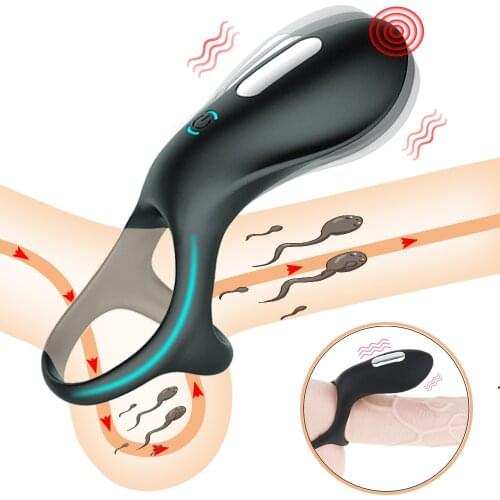 Silicone Vibrating Ring Penis Vibrator Massager Delay Ejaculation Mini Bullet Vibrator Erection Cock Lock Ring Sex Toys for Men