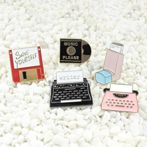 Cute Office Tools Series Brooch U Disk Printer Phone Landline CD Blackboard Folder Badge Suitable for Office Work Friends