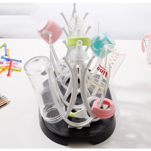 Foldable Baby Bottle Drying Rack Cup Cleaning Dryer Drainer Storage Rack for Toddler Bottles