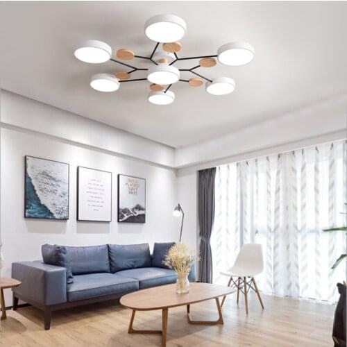 Modern LED ceiling lamp living room chandelier bedroom ceiling lamp hotel LED chandelier wooden lamp light factory direct