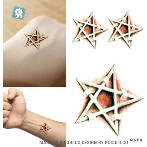 Rocooart RC318 Pentagram Wound Waterproof Temporary Tattoo Sticker Body Art Fake Tattoo Taty Flash Tatto Tatuagem For Woman Man