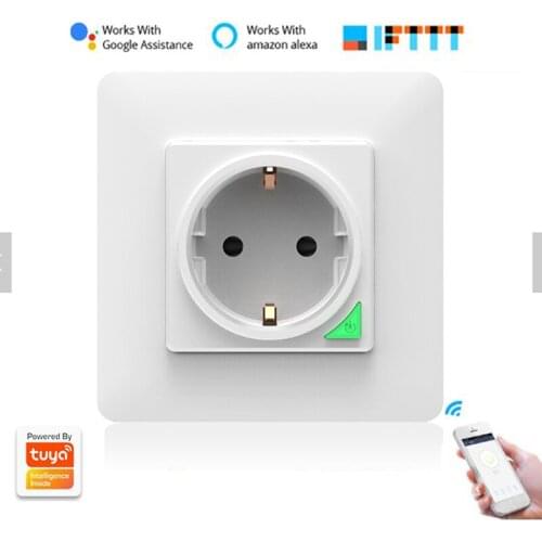 Tuya WIFI Smart Socket EU Standard Power Wall Socket Wifi Controller Remote Control White Smart Life Fashion Wireless Household