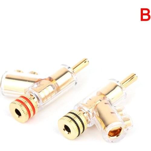 2pcs Hi-End Rhodium Plated Lock Speaker Cable Banana Plug Connector Jacks High Performance 24K Gold Plated Audio Connector