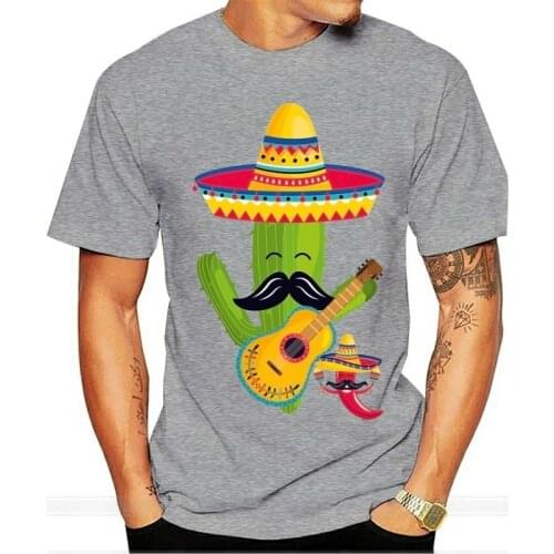 Funny Men t shirt Women novelty tshirt Mariachi Cactus Shirt Mexican Guitar Sombrero Mustache Gift cool T-Shirt