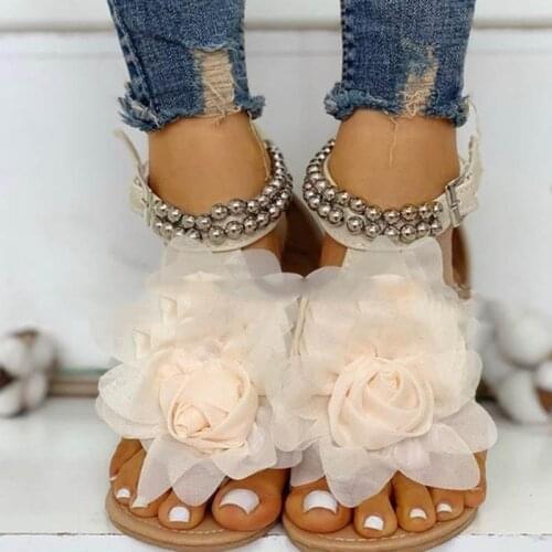 Women Shoes Gladiator Retro Sandals Woman Flats Platform Womens Sandals Shoes For Fashion Casual Flowers Beaded Flats Women