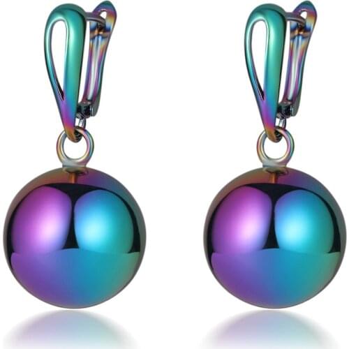 Seanlov Fashion Gold/Silver Color Black Colorful Ball Design Drop Dangle Earrings for Women Jewelry Round Ball Dangling Earrings