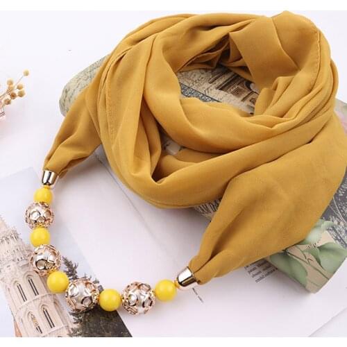 Women Simple Pendant Necklace Scarf Chiffon Cotton Scarves Multi-style Decorative Women Foulard Femme Head Scarves Hijab