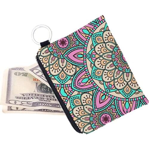 Women Waterproof Portable Floral Print Zipper Coin Purse Wallet Keys Cards Pouch cartera mujer cremallera