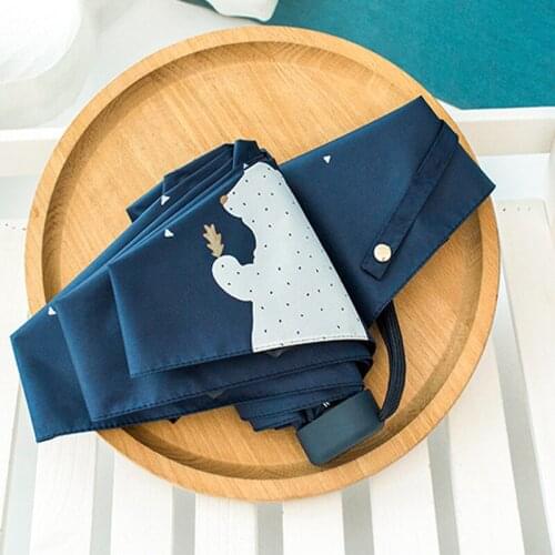 Cartoon Bear Umbrella Compact Pocket Mini Umbrella Women Urltra-Light 5 Folding Black Coating Anti UV Sun Umbrella