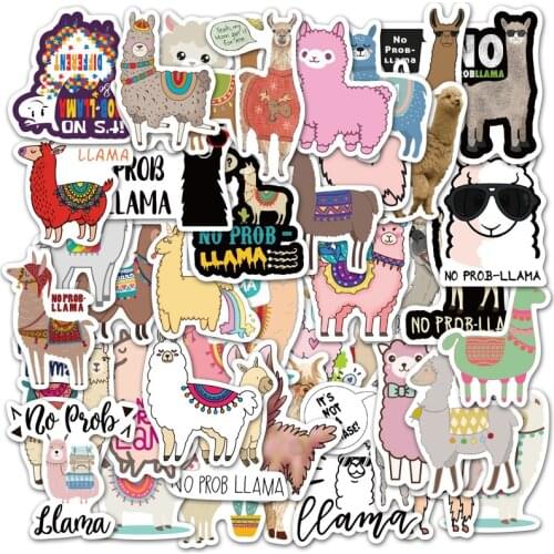 50 PCS Llama Alpaca Cute Sticker Kawaii Cartoon Camel Sheep Animal Stickers for Kids Reward Stickers Scrapbooking Bike Car Decal