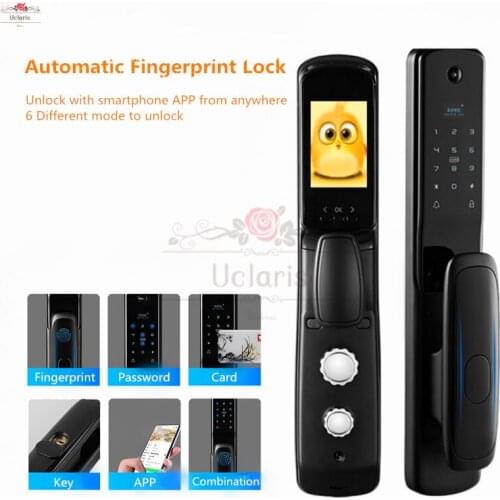 Automatic Smart Fingerprint Lock E2 With Cats Eye Keyless Entry Home Door Intelligent Lock Phone APP Remote Key Password Card