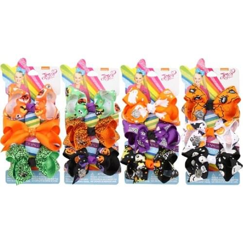 3Pcs/Set JoJo Siwa Bows with Hair Clip Bow-knot Print Grosgrain Ribbon Hair Bows Girls Fashion Hair Accessories