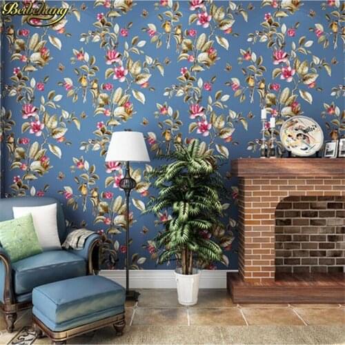 Beibehang American Countryside Pastoral Wallpaper Living Room Sofa TV Background Recycling Birds Paper Wallpaper Bedroom