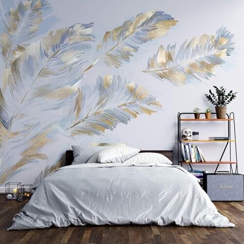 Beibehang Nordic minimalist mural feather wallpaper sofa background wall cloth living room light luxury wall paper roll bedroom