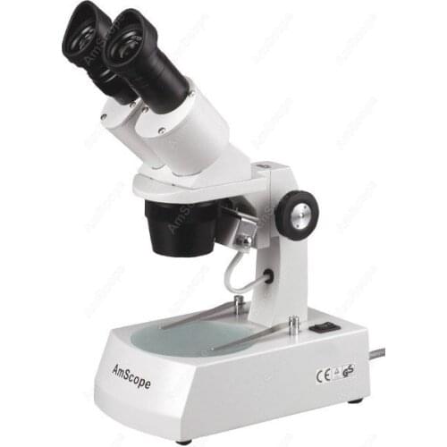 Binocular Stereo Microscope--AmScope Supplies 20X-30X-40X-60X Binocular Stereo Microscope with Two Halogen Lights