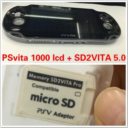1set Black Oled lcd screen with frame+SD2VITA 5.0 for PSVita PS Vita PSV 1000 PCH 1001 1004 1104 1XXX Console parts