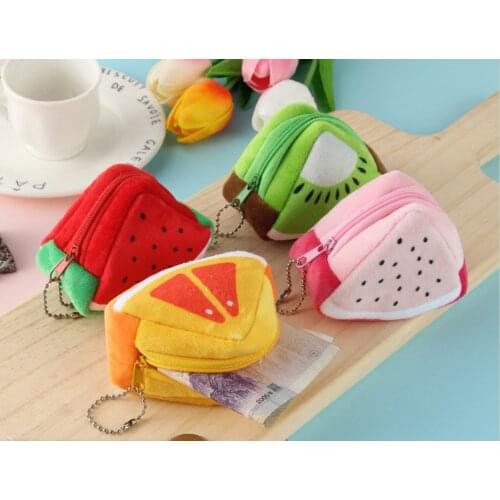 Cartoon childrens holiday gift creativity stuffed three-dimensional triangle fruit zero wallet coin bag key bag pendant