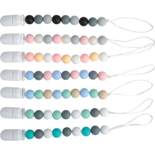 Baby Silicone Pacifier Clip Color Portable Pacifier Chain Food Grade Silicone Teether Anti-drop Chain Can Be Customized Name