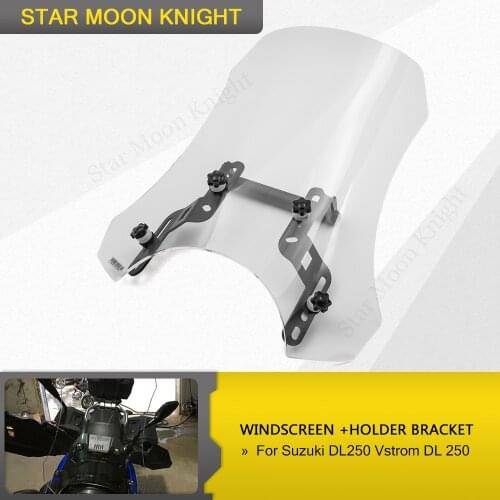For Suzuki DL250 Vstrom DL 250 Motorbike Front Glass Windshield Windscreen +Motorcycle GPS Mount Mounting Adapter Holder Bracket