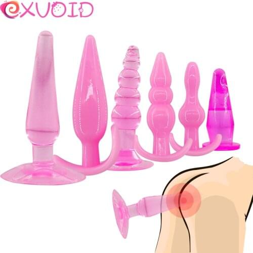EXVOID 6Pcs Anal Beads Jelly Anal Plugs Sex Toys for Women Men Gay Sex Shop G-spot Prostate Massager Adult Products