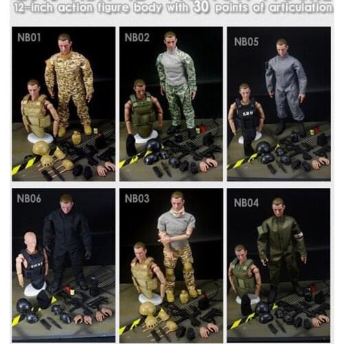 1/6 Forces Figure Model Military Army Combat Swat Police Injured Soldier ACU Action Figure Toys NB03A With Box for Collection
