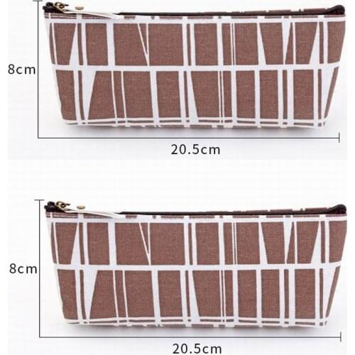 Canvas Pencil Case school Pencil Bag Simple Striped grid pencilcase Office Supplies Pen bag Students Pencils Writing Stationery