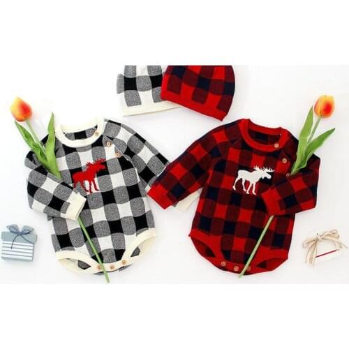 Ins New Baby Knitted Clothes For Girls Christmas Winter Bodysuits 0-24m Climbing Jumpsuits +hats Long Sleeeve Boys Infants 2021