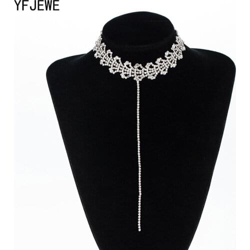 YFJEWE Fashion Wedding Gifts Pave Pendants Necklaces Silver color Long Chain Jewerly Love Jewelry Necklace Fit Girlfriend N370