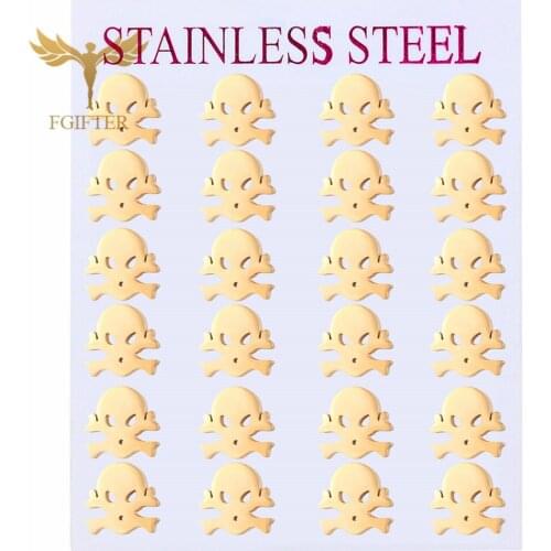 Punk Mens Earrings Skull Stud Earring Men Hip-Hop Fashion Earrings Golden Stainless Steel Jewelry Wholesale