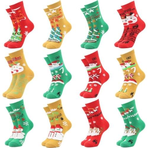 New Christmas Womens Socks New Year Harajuku Funny Female Socks Letter Art Color Matching Printing Socks