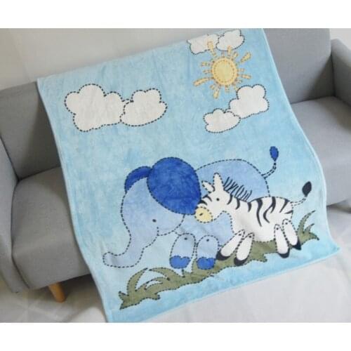Sky Blue Elephant Zebra Blanket Throw 95x120cm on Couch/Bed/Plane Cover Air Conditioning Thick Blankets for Baby Children Boys