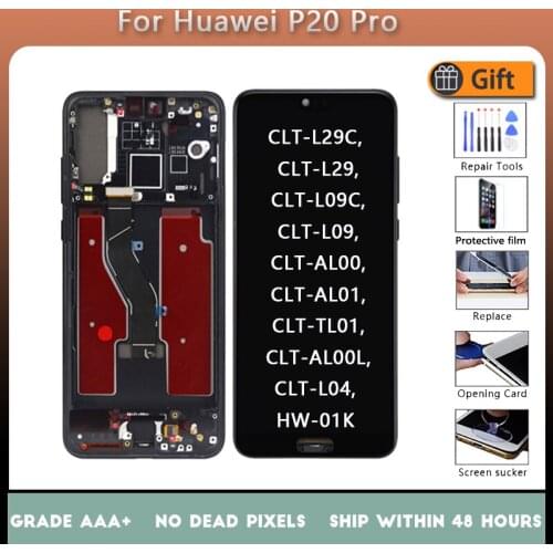 For HUAWEI P20 Pro CLT-L09 L29 AL0 AL01 TL01 OLED Original LCD screen assembly with front case touch glass Black Blue Aurora